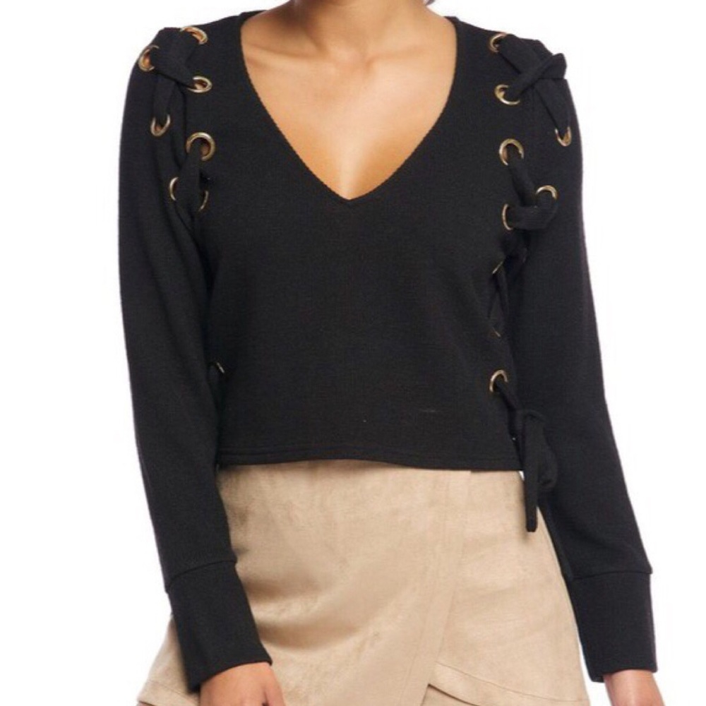 🆕 “Avery” Lace-Up Grommet Sweater